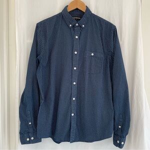 Express Men's Navy Floral Button-Down Shirt